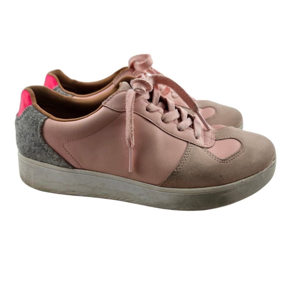 Fitflop Sneakers Womens 6 Pink‎ Suede Leather Lace Up Comfort Athleisure Casual